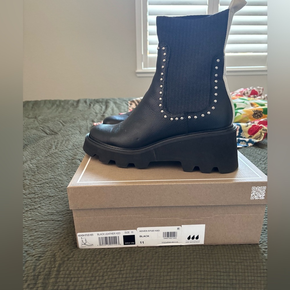 Dolce Vita Black Studded Chelsea Lug Boots